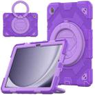 For Samsung Galaxy Tab A9 Spider Rotation Handle Silicone Hybrid PC Tablet Case(Purple) - 1