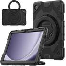 For Samsung Galaxy Tab A9+ Spider Rotation Handle Silicone Hybrid PC Tablet Case(Black) - 1