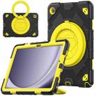 For Samsung Galaxy Tab A9+ Spider Rotation Handle Silicone Hybrid PC Tablet Case(Black Yellow) - 1