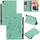 For Samsung Galaxy Tab A8.0 (2019) T290 / T295 Cat Bee Embossing Pattern Shockproof Table PC Protective Horizontal Flip Leather Case with Holder & Card Slots & Wallet & Pen Slot(Green) - 1