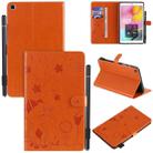 For Samsung Galaxy Tab A8.0 (2019) T290 / T295 Cat Bee Embossing Pattern Shockproof Table PC Protective Horizontal Flip Leather Case with Holder & Card Slots & Wallet & Pen Slot(Orange) - 1