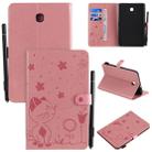 For Samsung Galaxy Tab A8.0 (2018) T387 Cat Bee Embossing Pattern Shockproof Table PC Protective Horizontal Flip Leather Case with Holder & Card Slots & Wallet & Pen Slot(Pink) - 1