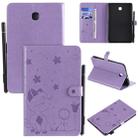 For Samsung Galaxy Tab A8.0 (2018) T387 Cat Bee Embossing Pattern Shockproof Table PC Protective Horizontal Flip Leather Case with Holder & Card Slots & Wallet & Pen Slot(Purple) - 1