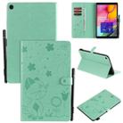 For Samsung Galaxy Tab A10.1 (2019) T510 Cat Bee Embossing Pattern Shockproof Table PC Protective Horizontal Flip Leather Case with Holder & Card Slots & Wallet & Pen Slot(Green) - 1