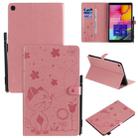 For Samsung Galaxy Tab A10.1 (2019) T510 Cat Bee Embossing Pattern Shockproof Table PC Protective Horizontal Flip Leather Case with Holder & Card Slots & Wallet & Pen Slot(Pink) - 1