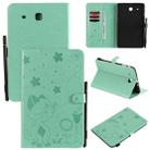 For Samsung Galaxy Tab E9.6 T560 Cat Bee Embossing Pattern Shockproof Table PC Protective Horizontal Flip Leather Case with Holder & Card Slots & Wallet & Pen Slot(Green) - 1