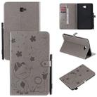 For Samsung Galaxy Tab A10.1 (2016) T580 Cat Bee Embossing Pattern Shockproof Table PC Protective Horizontal Flip Leather Case with Holder & Card Slots & Wallet & Pen Slot(Grey) - 1