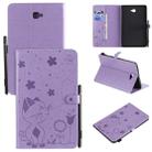 For Samsung Galaxy Tab A10.1 (2016) T580 Cat Bee Embossing Pattern Shockproof Table PC Protective Horizontal Flip Leather Case with Holder & Card Slots & Wallet & Pen Slot(Purple) - 1