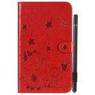 For Samsung Galaxy Tab A7.0 (2016) T280 Cat Bee Embossing Pattern Shockproof Table PC Protective Horizontal Flip Leather Case with Holder & Card Slots & Wallet & Pen Slot & Wake-up / Sleep Function(Red) - 2