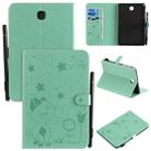 For Samsung Galaxy Tab A8.0 (2015) T350 Cat Bee Embossing Pattern Shockproof Table PC Protective Horizontal Flip Leather Case with Holder & Card Slots & Wallet & Pen Slot & Wake-up / Sleep Function(Green) - 1