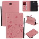 For Samsung Galaxy Tab A8.0 (2015) T350 Cat Bee Embossing Pattern Shockproof Table PC Protective Horizontal Flip Leather Case with Holder & Card Slots & Wallet & Pen Slot & Wake-up / Sleep Function(Pink) - 1