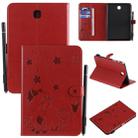 For Samsung Galaxy Tab A8.0 (2015) T350 Cat Bee Embossing Pattern Shockproof Table PC Protective Horizontal Flip Leather Case with Holder & Card Slots & Wallet & Pen Slot & Wake-up / Sleep Function(Red) - 1