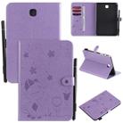 For Samsung Galaxy Tab A8.0 (2015) T350 Cat Bee Embossing Pattern Shockproof Table PC Protective Horizontal Flip Leather Case with Holder & Card Slots & Wallet & Pen Slot & Wake-up / Sleep Function(Purple) - 1