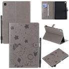 For Samsung Galaxy Tab S5e T720 / T725 Cat Bee Embossing Pattern Shockproof Table PC Protective Horizontal Flip Leather Case with Holder & Card Slots & Wallet & Pen Slot & Wake-up / Sleep Function(Grey) - 1