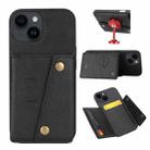 For iPhone 15 Double Buckle Card Slots PU+TPU Phone Case(Black) - 1