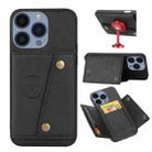 For iPhone 15 Pro Double Buckle Card Slots PU + TPU Phone Case(Black) - 1