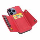 For iPhone 16 Pro Max Double Buckle Card Slots PU + TPU Phone Case(Red) - 3