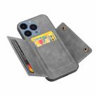 For iPhone 16 Pro Max Double Buckle Card Slots PU + TPU Phone Case(Grey) - 3