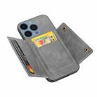 For iPhone 16 Pro Double Buckle Card Slots PU + TPU Phone Case(Grey) - 3