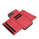 For iPhone 16e Double Buckle Card Slots PU + TPU Phone Case(Red) - 3