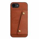 For iPhone 16e Double Buckle Card Slots PU + TPU Phone Case(Brown) - 2