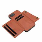 For iPhone 16e Double Buckle Card Slots PU + TPU Phone Case(Brown) - 3