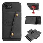 For iPhone 16e Double Buckle Card Slots PU + TPU Phone Case(Black) - 1