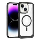 For iPhone 15 Plus MagSafe Carbon Fiber Transparent Back Panel Phone Case(Black +Transparent) - 1