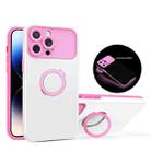 For iPhone 11 Pro Luminous Series Ring Holder Phone Case(White + Pink) - 1