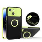 For iPhone 13 Luminous Series Ring Holder Phone Case(Black + Yellow) - 1