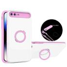 For iPhone 8 Plus / 7 Plus Luminous Series Ring Holder Phone Case(White + Pink) - 1