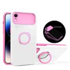 For iPhone XR Luminous Series Ring Holder Phone Case(White + Pink) - 1