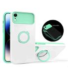 For iPhone XR Luminous Series Ring Holder Phone Case(White + Lake Green) - 1