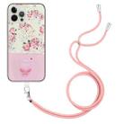 For iPhone 15 Pro Bronzing Butterfly Flower TPU Phone Case with Lanyard(Peony) - 1