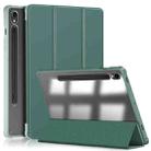 For Samsung Galaxy Tab S9 Acrylic 3-folding Smart Leather Tablet Case(Deep Green) - 1