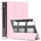 For Samsung Galaxy Tab S9 Acrylic 3-folding Smart Leather Tablet Case(Pink) - 1