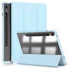 For Samsung Galaxy Tab S9 Acrylic 3-folding Smart Leather Tablet Case(Sky Blue) - 1