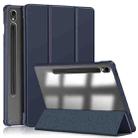 For Samsung Galaxy Tab S9 Acrylic 3-folding Smart Leather Tablet Case(Dark Blue) - 1