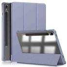 For Samsung Galaxy Tab S9 Acrylic 3-folding Smart Leather Tablet Case(Lavender Purple) - 1