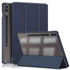 For Samsung Galaxy Tab S9+ Acrylic 3-folding Smart Leather Tablet Case(Dark Blue) - 1