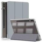 For Samsung Galaxy Tab S9+ Acrylic 3-folding Smart Leather Tablet Case(Grey) - 1