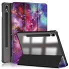 For Samsung Galaxy Tab S9 Acrylic 3-folding Painted Smart Leather Tablet Case(Milky Way) - 1