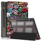 For Samsung Galaxy Tab S9+ Acrylic 3-folding Painted Smart Leather Tablet Case(Graffiti) - 1