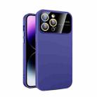 For iPhone 15 Pro Large Glass Window PC Phone Case with Integrated Lens Film(Dark Purple) - 1