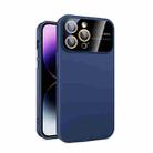 For iPhone 15 Pro Large Glass Window PC Phone Case with Integrated Lens Film(Royal Blue) - 1