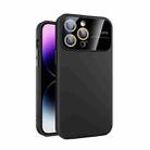 For iPhone 15 Pro Large Glass Window PC Phone Case with Integrated Lens Film(Black) - 1