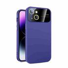 For iPhone 15 Plus Large Glass Window PC Phone Case with Integrated Lens Film(Dark Purple) - 1