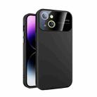 For iPhone 15 Plus Large Glass Window PC Phone Case with Integrated Lens Film(Black) - 1