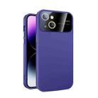 For iPhone 15 Large Glass Window PC Phone Case with Integrated Lens Film(Dark Purple) - 1