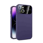 For iPhone 14 Plus Large Glass Window PC Phone Case with Integrated Lens Film(Dark Purple) - 1